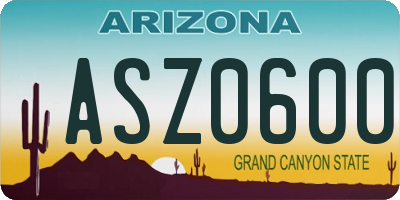 AZ license plate ASZ0600