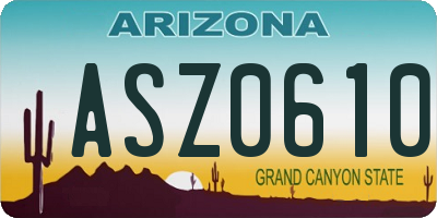 AZ license plate ASZ0610