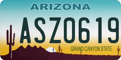 AZ license plate ASZ0619