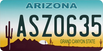 AZ license plate ASZ0635