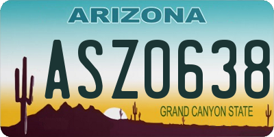 AZ license plate ASZ0638