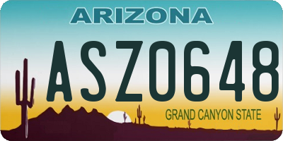 AZ license plate ASZ0648
