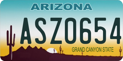 AZ license plate ASZ0654