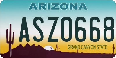 AZ license plate ASZ0668