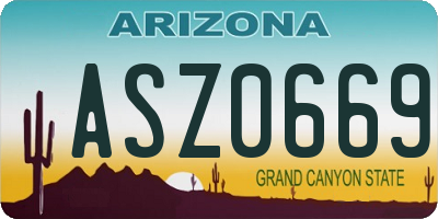 AZ license plate ASZ0669