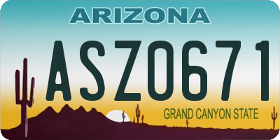 AZ license plate ASZ0671