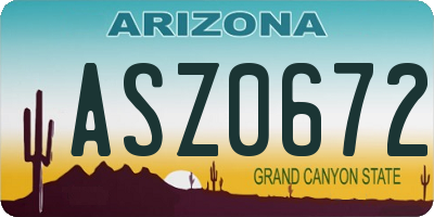 AZ license plate ASZ0672