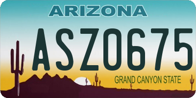 AZ license plate ASZ0675