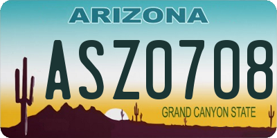 AZ license plate ASZ0708