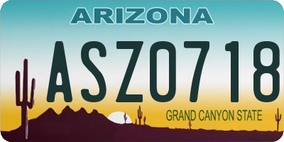 AZ license plate ASZ0718