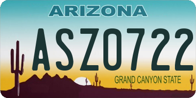 AZ license plate ASZ0722