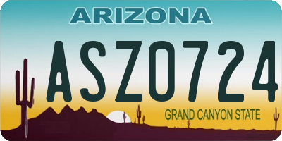 AZ license plate ASZ0724