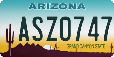 AZ license plate ASZ0747