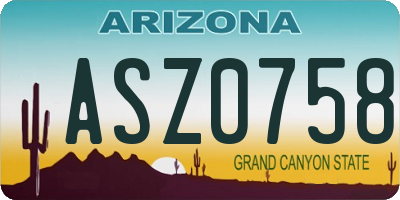AZ license plate ASZ0758