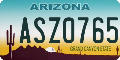 AZ license plate ASZ0765