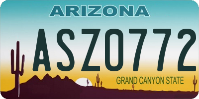 AZ license plate ASZ0772