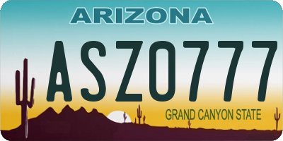 AZ license plate ASZ0777
