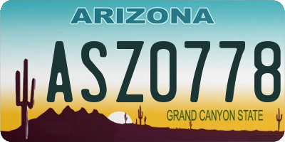 AZ license plate ASZ0778