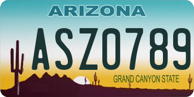 AZ license plate ASZ0789