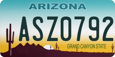 AZ license plate ASZ0792