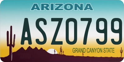 AZ license plate ASZ0799