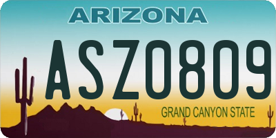 AZ license plate ASZ0809
