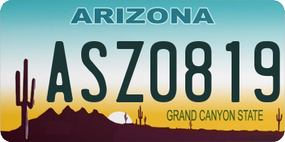 AZ license plate ASZ0819