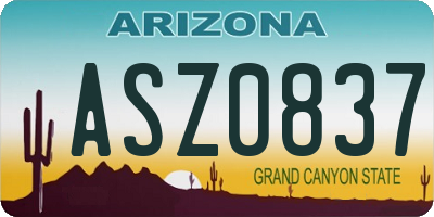AZ license plate ASZ0837