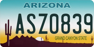AZ license plate ASZ0839