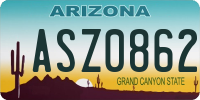AZ license plate ASZ0862