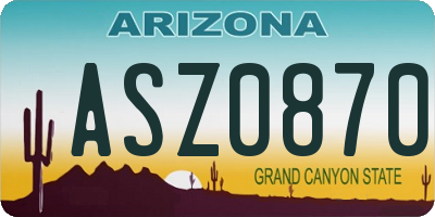 AZ license plate ASZ0870