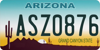 AZ license plate ASZ0876