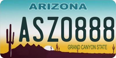 AZ license plate ASZ0888