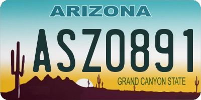 AZ license plate ASZ0891