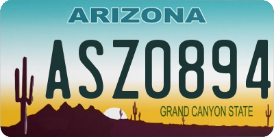 AZ license plate ASZ0894