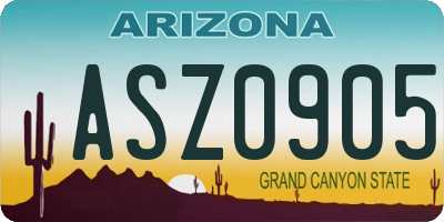 AZ license plate ASZ0905