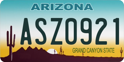AZ license plate ASZ0921