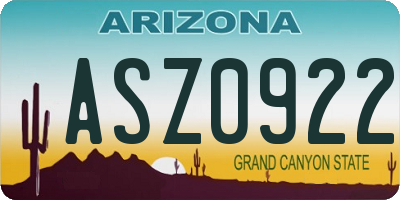 AZ license plate ASZ0922