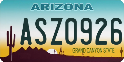 AZ license plate ASZ0926