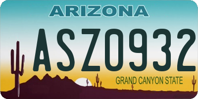 AZ license plate ASZ0932