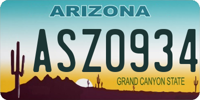AZ license plate ASZ0934
