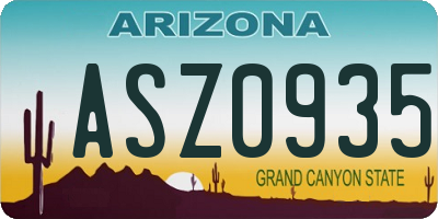 AZ license plate ASZ0935