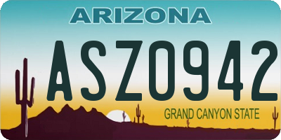 AZ license plate ASZ0942