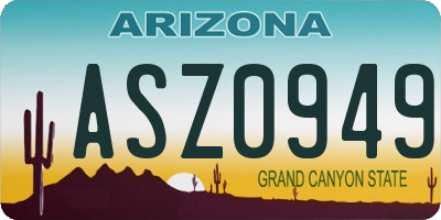 AZ license plate ASZ0949