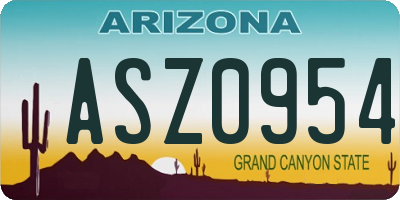 AZ license plate ASZ0954