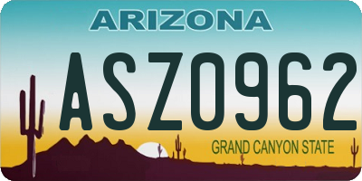AZ license plate ASZ0962