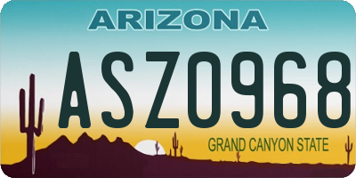 AZ license plate ASZ0968
