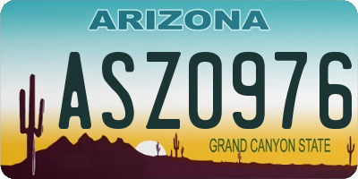 AZ license plate ASZ0976