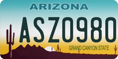 AZ license plate ASZ0980