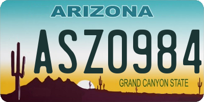 AZ license plate ASZ0984